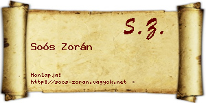Soós Zorán névjegykártya